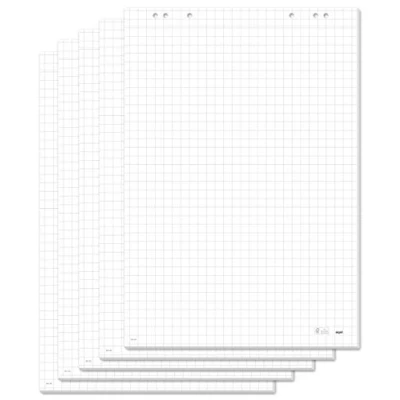 Imagen de SIGEL MU165 Bloc para rotafolios de pizarras meet up y Artverum, formato cuadriculado, con perforación separación, 69x98 cm, 5 blocs 20 hojas c/u.