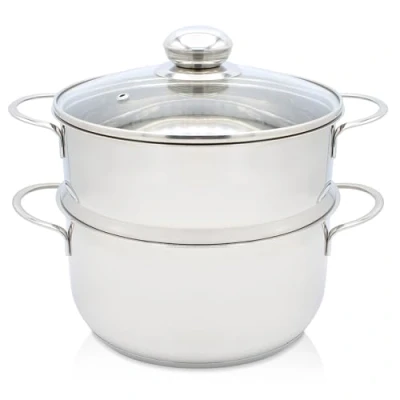 Imagen de Krüger Amortiguador de patatas acero inoxidable con tapa cristal Abono orgánico práctico borde vertido y base cápsulas ahorro energía Olla para cocinar bajo en agua freír