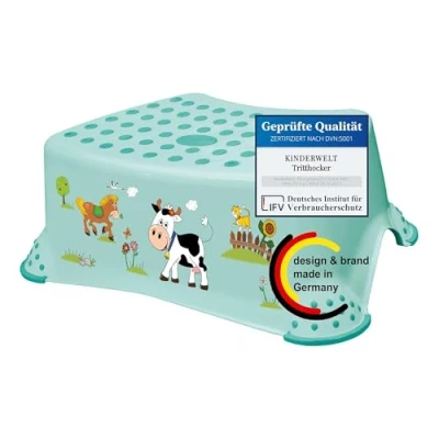 Imagen de Premium Taburete Escalón Estable Funny Farm Aquamarin para Niños con Anti rutsch funktion