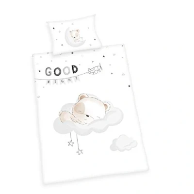 Imagen de Herding Juego de Ropa Cama para niños, diseño Reversible Oso Durmiente, Funda edredón 100 x 135 cm, Almohada 40 60 algodón/Renforcé