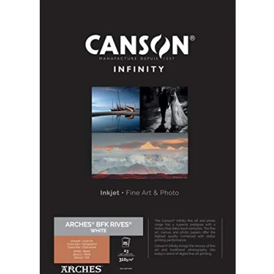 Imagen de Canson Infinity BFK Rives 100% Texturado 310g Caja A3 25H Blanco Natural