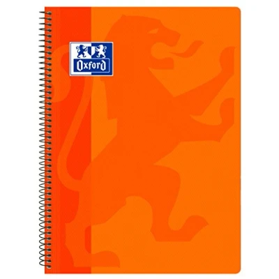 Imagen de OXFORD SCHOOL CLASSIC Cuaderno Espiral, Tapa de Plástico Folio 4x4 con margen 80 Hojas, NARANJA