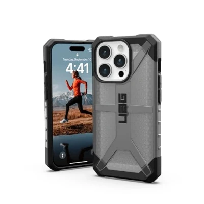 Imagen de Urban Armor Gear Plasma Funda Compatible con Apple iPhone 15 Pro [Cubierta Carga Inalámbrica, Resistente a los Choques, Borde Levantado] Ceniza (Gris Transparente)