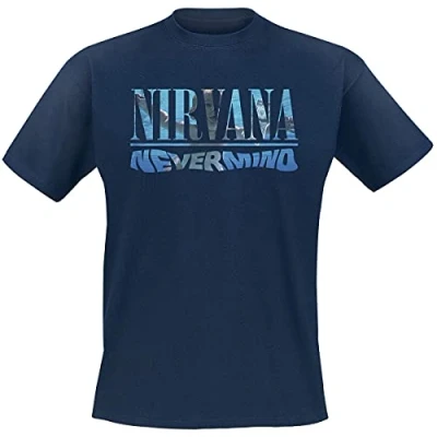 Imagen de Nirvana Nevermind Hombre Camiseta Azul Marino XL 100% algodón Vorne Bedruckt, Hinten Bedruckt Regular