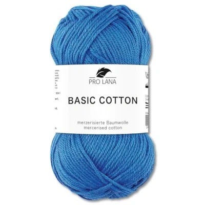 Imagen de Frida&#039;s Wollhaus Pro Lana Ovillo básico de algodón para tejer, 50 g, 64 colores (51 azul medio)