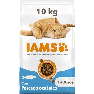 Imagen de IAMS Alimento seco para gatos con pescado oceánico, comida seca adultos de más 1 año, 10 kg