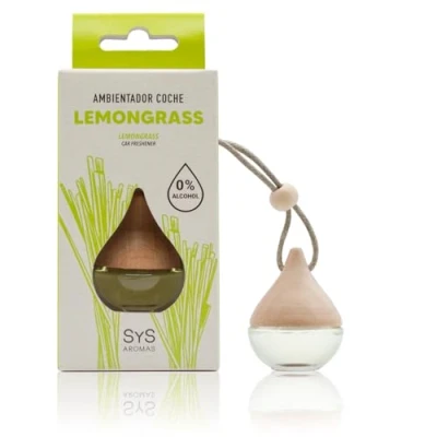 Imagen de Ambientador Coche Lemon Grass 6ml Gota SYS Aromas. Notas cítricas y frescas. Aroma refrescante revitalizante. Fragancia duradera.