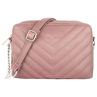 Imagen de CRAZYCHIC Bolso Bandolera Acolchada Mujer de Mano Pequeño Cadena PU Piel Señora Bolsillo Rectangular 2 Compartimentos Ciudad Shopping Rosa