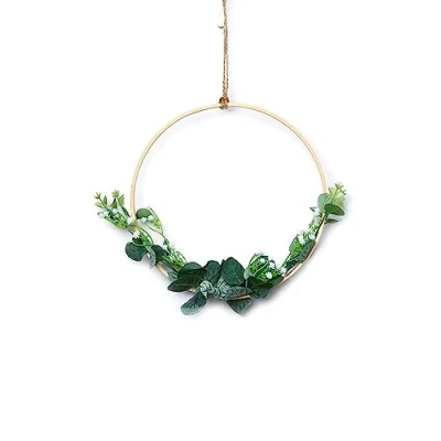 Imagen de HEITMANN DECO Corona de Flores Artificiales con Hojas, Natural/Verde, Aprox. 23 cm