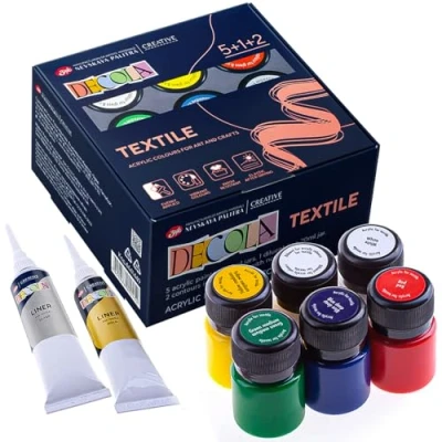 Imagen de Decola Set Pintura Textil Acrilica 5x20ml + 2x18 ml +1 Colores por Ropa Resistentes En Lavadora Hechos da Nevskaya Palitra
