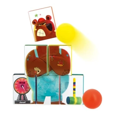 Imagen de Janod Juego de Puntería Infantil Applepop Habilidad 6 Cajas Metálicas + 2 Pelotas Espuma Juguete Exterior Ejercita Destreza y Concentración A Partir 3 Años, J03359