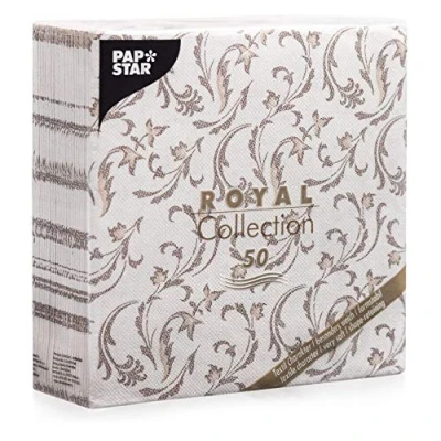Imagen de PAPSTAR 85004 Royal Collection Juego de 50 servilletas (Pliegue 1/4, 40 x cm), Color marrón