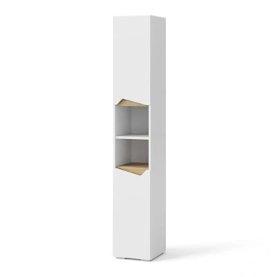 Imagen de Vicco Armario de baño Marelle, Blanco/Roble Artesanal, 30 x 180 cm con Puertas y Compartimentos Abiertos