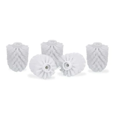 Imagen de Relaxdays Juego de 5 cabezales escobilla inodoro, rosca suelta 9,5 mm, cabezal cepillo repuesto 8 cm diámetro, blanco, x