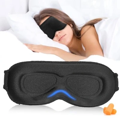 Imagen de Grsta Antifaz para Dormir, Dormir Sin Presión Ocular, Anti Luz Sleep Mask Mujer y Hombre, Diseño de Puente Nasal Alto en 3D, Tomar una Siesta, Descansar bien Viajar（Negro）