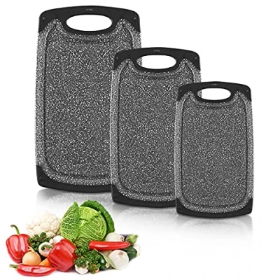 Imagen de JOYBOY Tabla de Cortar,3 Pcs Plástico Tablas Cortar,ablas Cocina para Cortar con Ranura Jugos y Base Antideslizante,Libres BPA,Apta Lavavajillas
