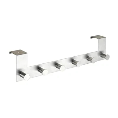 Imagen de Wenko Percha para la puerta de acero fino Celano, colgador con 6 ganchos, fácil colgar en rebajes puertas usuales hasta 4 cm, medidas: 39 x 11 7,5 cm
