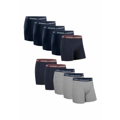 Imagen de DANISH ENDURANCE Calzoncillos Hombre Bóxer de Algodón Premium, Elástico, Ropa Interior Cómoda, 10 Pack Multicolor (4X Azul Marino, 3X Marino/Burdeos, Gris/Azul Marino) 3XL