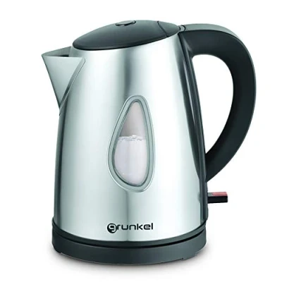 Imagen de Grunkel Hervidor Eléctrico de Agua 1L HV 10FX con Indicador Acabado, Potencia para Rápida Ebullición Alta Velocidad, incluye un Filtro en boca. Libre BPA 1 Litro