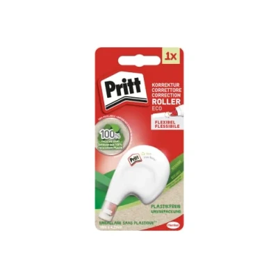 Imagen de Pritt corrector Eco Flex Roller, roller de aplicación lateral, cinta correctora con tapa, blanco para una reescritura inmediata, 4,2mm x 10m