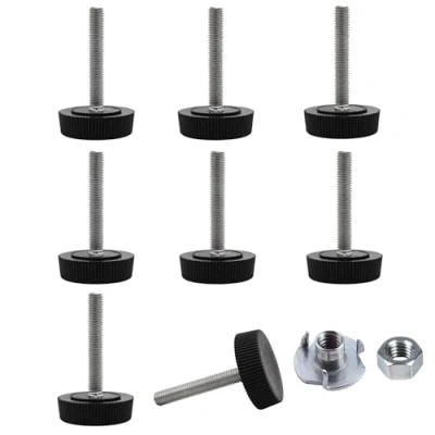 Imagen de SKIR&#039;CO 8 Patas niveladoras de Muebles M5 x 30 mm, Redondas Ajustables 25 mm diámetro, pie nivelador Rosca (Tuercas Incluidas)