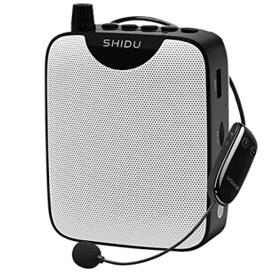Imagen de Amplificador de Voz portatil inalambrico con Auriculares micrófono UHF shidu Recargable Sistema megafonía amplificadores Mini Altavoz micrófonos para Profesores formación guía turístico