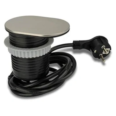 Imagen de Unitec Schuko + USB Enchufe de Mesa empotrable, Tapa Acero
