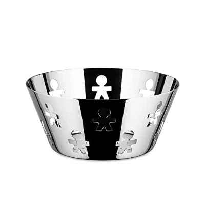 Imagen de Alessi Girotondo AKK04 Cesta de Diseño con Decoración Perforada, Acero Inoxidable 18/10, Pulido