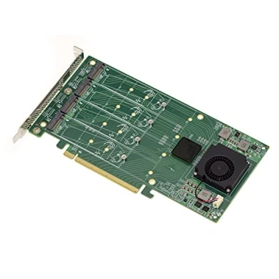 Imagen de Kalea INFORMATIQUE Tarjeta controladora M2 PCIe x16 para 4 SSD M.2 NVMe M Key con chipset PLX PEX 8747 32 GB Cada SSD, 128 G en Total.