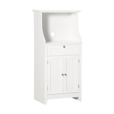 Imagen de HOMCOM Mueble Auxiliar de Cocina para Microondas Aparador con Cajón Estante 2 Puertas Compartimento Diseño Anti vuelco Comedor 60x40x122,5 cm Blanco