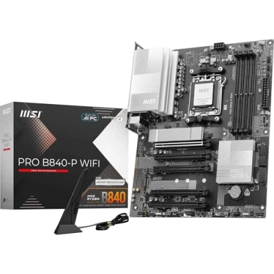 Imagen de MSI Pro B840 P WiFi ATX para procesadores AMD Ryzen 9000/8000 / 7000, AM5 DDR5 Memory Boost (8000+ MT/s OC), PCIe 4.0 x16, M.2 Gen4, Wi FI 7, 2.5G LAN