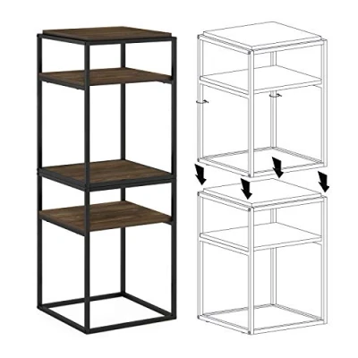 Imagen de Furinno Jensen Estante de Almacenamiento, Madera ingeniería, Roble Francés/Negro, 5 Niveles