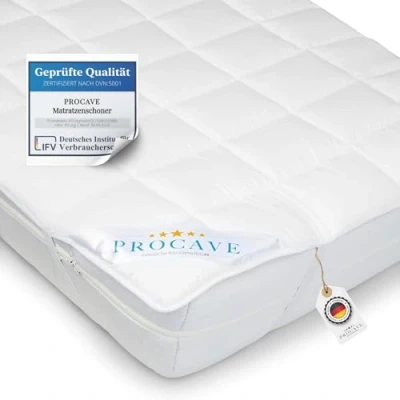 Imagen de PROCAVE Micro Confort Protector colchón en Varios tamaños, Made in Germany, Funda de Microfibra y poliéster, Soft Touch, Válido para Camas Agua Box Spring, 120x220 cm