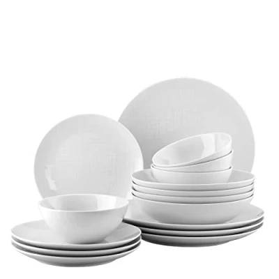 Imagen de Rosenthal 11770 800001 28370 Malla Juego de 16 Piezas, 4 Pieza, Plato Hondo (21 cm, Plano 21/27 cm), Cuencos 14 Color Blanco