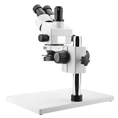 Imagen de Microscopio Estéreo de Zoom Continuo con Aumento 3.5X 90X, Lente 0.7X 4.5X, Estereoscópico Trinocular, Ocular WF10X / 20 mm, Distancia Trabajo Efectiva 30 165 mm