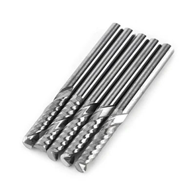 Imagen de Fresa de una sola flauta, 5 piezas 3,175 mm (1/8 &quot;) vástago flauta carburo tungsteno Broca CNC, Brocas CNC
