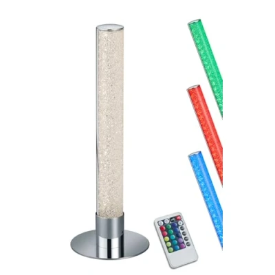 Imagen de Reality, Sobremesa, Leia incl. 1 x LED,SMD,5,0 Watt,3000K,400 Lm. Acrílico, Transparente claro, Cuerpo: Metal, Cromo Ø:15,0cm, A:40,0cm Interruptor,Mando a distancia,Cambio de color RGBW