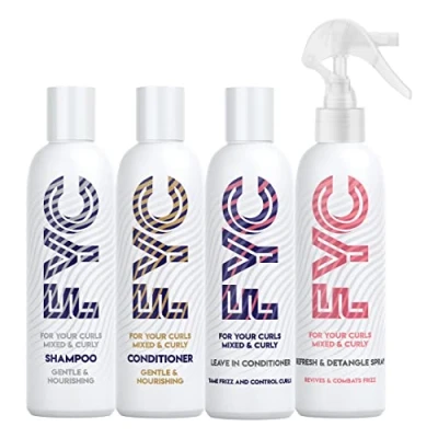 Imagen de FYC Paquete suave y nutritivo para el cabello rizado. 4 productos de 250 ml rizado que incluyen champú acondicionador