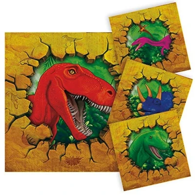 Imagen de Folat B.V Servilletas de Dinosaurios 25 x cm 1 16 Unidades, Color carbón, Talla única (61852)