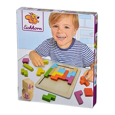 Imagen de Eichhorn Colorido Juego de Formas, Habilidad con 20 Piedras en 5 21 Piezas, 18 x 15 cm, para 1 Jugador, Madera, a Partir 4 años