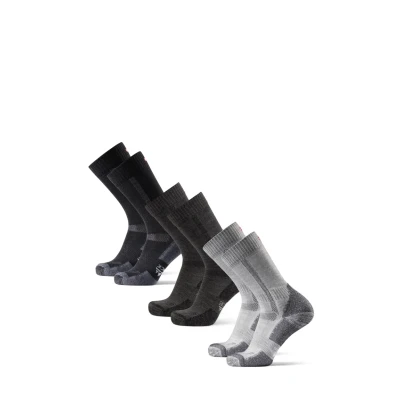 Imagen de DANISH ENDURANCE Calcetines Antiampollas Senderismo, Lana Merino Transpirable, Hombre y Mujer, 3 Pack, Multicolor (1xNegro, 1xGris Claro, Oscuro/Negro), 39 42