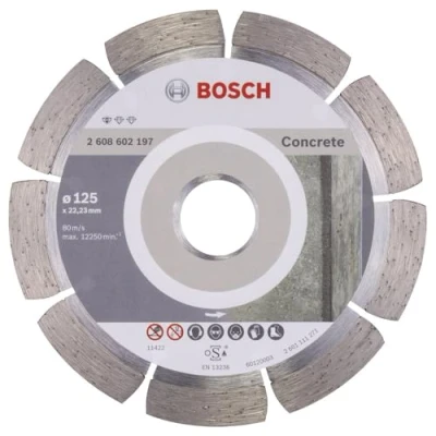 Imagen de Bosch Professional 1 x Disco Tronzador de Diamante Standard for Concrete, para Hormigón, Hormigón Poroso, Ø 125 22.23 1.6 10 mm, Accessorios Amoladoras