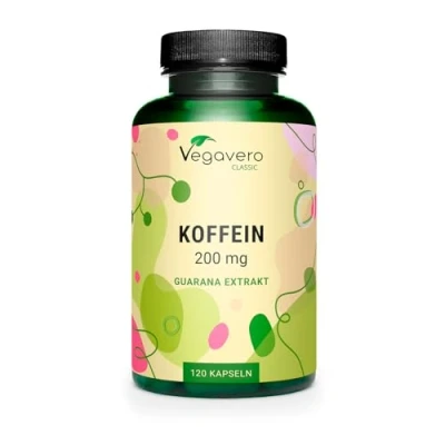 Imagen de Cafeína Pura 200 mg Efecto Prolongado Energizante para el Cansancio Extracto de Guaraná Sin Aditivos y Sabor Vegano Vegavero®