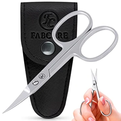 Imagen de Tijeras profesionales Para uñas FABCARE incluidos funda &amp; ebook Microdentado innovador extra afiladas con filo curvo las de manos y los pies