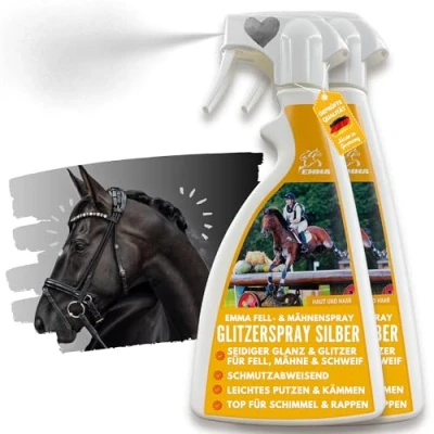 Imagen de Spray de cola y crin para caballos 2*500ml purpurina plata I brillo el pelaje accesorios