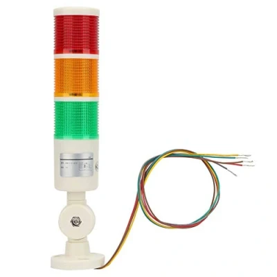 Imagen de Luz advertencia LED, industrial Rojo/naranja/verde Indicador máquina CNC Señal alarma torre Pila de seguridad con zumbador Sonido para máquinas herramientas, equipos mecánicos 24VD