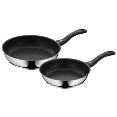 Imagen de WMF Juego de 2 sartenes con Mango Acero Inoxidable Cromargan, cerámica, aptas para cocinas inducción, Lavado a Mano