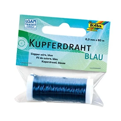 Imagen de Folia 79235 Hilo de Cobre 0,3 mm x 80 M para Manualidades, Azul
