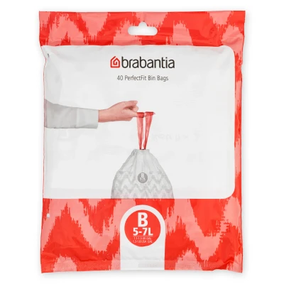 Imagen de Brabantia Bolsas de Basura PerfectFit, Código B, 5L, Resistentes con cinta cierre, 40