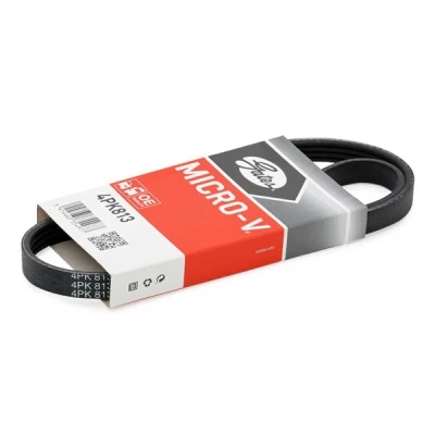Imagen de GATES Micro V 4PK813 Correa trapecial poli 813 4 Poliéster, EPDM (Ethylen Propylen Dien Caucho) SUZUKI: Vitara I SUV, SWIFT 3, Baleno Berlina
